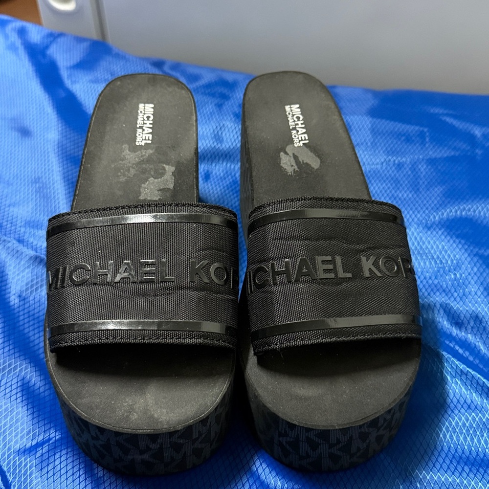 Michael Kors Black Logo Slide Sandals